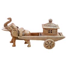 OX BONE CARVED BIG ELEPHANT WITH CARRIAGE